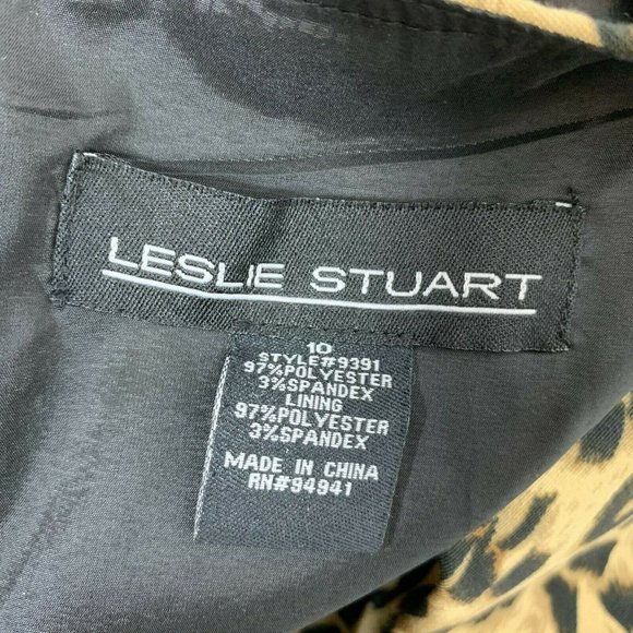 Leslie Stuart Leopard Print Dress size 10 Sleeveless Back Zipper Lined - Picture 6 of 8